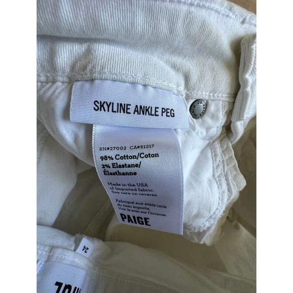 Paige white Skyline Ankle‎ Peg Jeans Women Size 24 - Picture 3 of 6